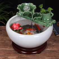 Jingdezhen Ceramic fish tank Living room Fountain Table Water Fish Tank Home Small Gold Fish Tank Fish basin