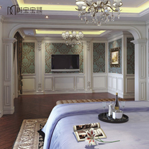 Light and luxurious European-style bungled solid wood Balcony Living Room Styling Parlour with Roman column door hole Decorative Composite Baking Varnish