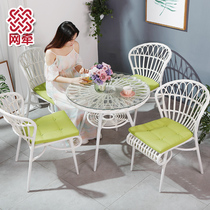 Balcony table and chair outdoor back chair leisure rattan chair coffee table outdoor courtyard garden woven chair modern simplicity