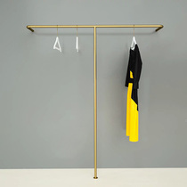 Clothing store display rack floor-standing wall hanger gold stainless steel Womens shelves brushed silver clothes side hanging