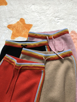 Haoduan boutique knitted childrens clothing rainbow stripes pure cashmere loose straight pants girls