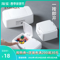 YAMADA Japan Import button containing box Desktop Makeup Cotton Box Slurring Window Leather Fascia Dental Floss Case Disinfection Wet Towel Box