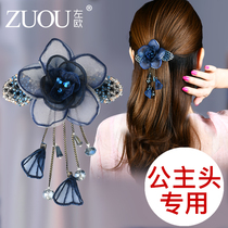 Headwear hairclip back head flower top clip ancient tassel tassel simple niche hair clip retro spring clip