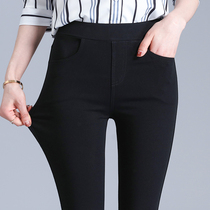 Elastic black leggings women wear spring and autumn 2021 New High waist thin elastic pencil nine-point pants women