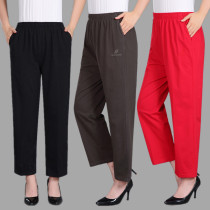 Middle-aged womens pants loose large size elastic waist sports pants womens high waist straight casual pants 2019 new mom pants