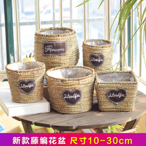 Small flower basket ornaments flower pot decorative rattan flower pot straw woven flower pot portable flower basket living room creative flower arrangement flower basket