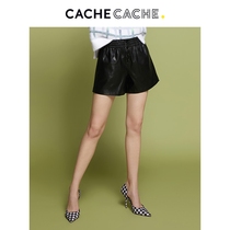 CacheCache casual shorts womens 2019 autumn and winter new item pop ins all-match loose black pu small leather pants