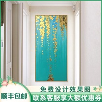 Rich tree decorative oil painting Pure hand-painted entrance corridor Simple modern light luxury Nordic abstract 3D three-dimensional vertical wall