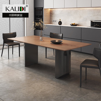 Italian minimalist solid wood dining table and chair combination rectangular dining table home small household walnut color dining table