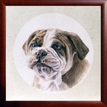 Send solid wood mounting Wang Yuwei watercolor bulldog living room bedroom collection paper this watercolor