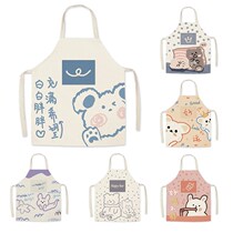  Small cute blouse cartoon cute linen sleeveless apron Korean fashion waist kitchen cooking fabric