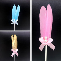 Cake decoration flag planting card Pearl feather golden feather baking dessert decoration decoration plug-in accessories