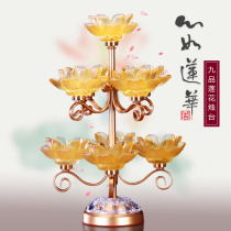 Jiupin Lotus glazed Retro Candlestick ornaments light luxury Chinese style for Buddha candle lampstand home Villa ornaments