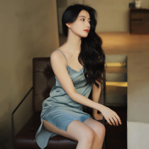 Ice wire sleepdress woman summer 2022 new sexy hanging dress two suit dress spring and autumn pure summer