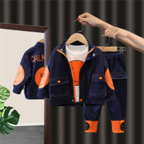 Childrens clothing boy Spring loaded cowboy suit 2022 new children Spring and autumn clothes Yangqi Mens baby Three sets of damp