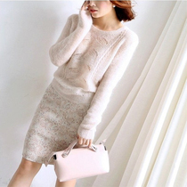 Pink mohair sweater womens thin short cutout crochet elegance European goods 2020 early autumn foreign style top