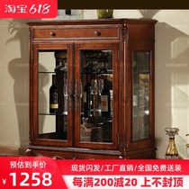 American solid wood wine cabinet European-style dining side cabinet Dish Cabinet Double Door Wine Cabinet Side Cabinet Glass Cabinet Carved Tea Water Cabinet