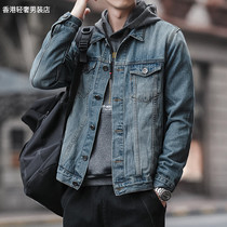 Denim Jacket Mens Spring Autumn Season New Korean Version Sashimi Fashion Trends Handsome Mens Flipped Jacket 100 Lap Tooling Blouse