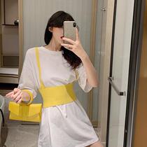Fashionable foreign style two-piece summer new retro loose mid-length T-shirt dress womens knitted camisole top