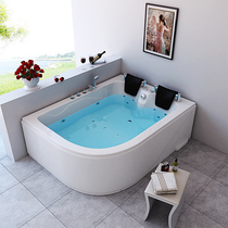 Double large bathtub Household adult surfing massage couple smart glass bathtub Acrylic fan-shaped household bath