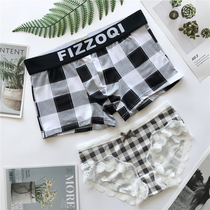 2021 Summer Cotton Couple Underpants Mid-waist Couples Personality Creative Men and Women Lingerie Set 2 Pack