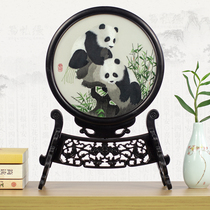 Panda Souvenirs Handmade Embroidered Bifacial Embroidered Shu Embroidered Embroidered Screen China Gift Giving Old Foreign Featured Small Gift