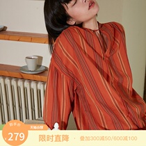 Dodo Cocoa 21 Spring Summer Pure Cotton Pyjamas Woman Loose Neutral Wind Stripe Sleeve Head Home Conserved Long Sleeve Long Pants Suit