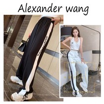 Alexander wang Alexan King 21 new side diamond letter pants womens striped trousers