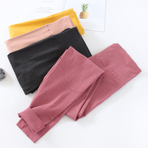 De Rong Pit Pit Autumn and Winter Womens Autumn and Winter Womens autumn pants Single high waist tight-fitting body knee pads warm pants