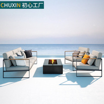 Outdoor Sofa Aluminum Alloy Patio Waterproof Combined Balcony Leisure Solid Wood Minima Tea Table Hotel Sales outdoor area