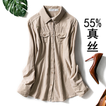 Silk shirt Women spring clothing foreign trade long sleeve top size slim loose casual womens shirt base shirt tide