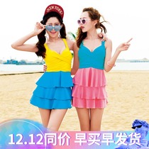 Cover belly swimsuit womens fat mm one-piece skirt style thin cover meat belt steel support gather anti-sagging large size one-piece swimsuit