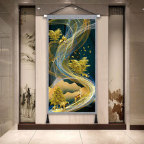 Modern Chinese-style porch fabric hanging painting vertical version of Zhaocai corridor aisle cloth simple living room decoration carpet painting