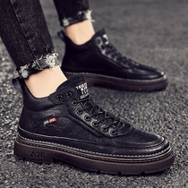 Mens Martin Boots Mens High Leather Shoes Mens Shoes Autumn Leather trendy shoes Helper Chelsea Snow Toilwear Boots Men