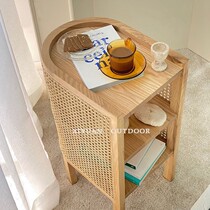 Korean real vine bedside table Solid wood rattan woven storage side cabinet Bed and breakfast bedroom locker Nordic ins storage cabinet