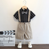 Boy gown suit Summer suits children Host Costume Kindergarten Chorus for short sleeves Back with pants