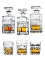 Czech style crystal glass whisky glass wine bottle set carved glass wine bottle