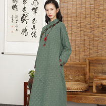 Deciduous leaves full Changan Autumn Water ballad original winter new womens cotton Chinese clip jacket robe