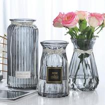 Foreign trade solitary vase large Nordic transparent water raising green water water culture rich bamboo glass vase flower arrangement decoration