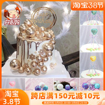 (Sequin Golden Globe Inserts) Loving Baton Candy Ribbon Bow Tie Plug-in Birthday Cake Decoration Creativity