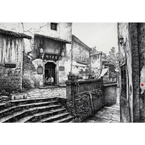 Wu Cian Gaojia Courtyard New Pen Painting National First New Pot Painting Network Exhibition Silver Award Works