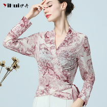 2021 spring new snow-spinning shirt woman long sleeve blouse v collar collection waist display slim foreign air shirt Eurostock Temperament Sweatshirt