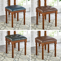 American solid wood dresser Makeup Stool Soft Bag small square bench Home European style Shoes Stool Small stool Stool Zither