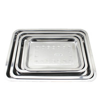 Thickened stainless steel tray deep tray shallow tray tea tray fruit tray rectangular tray barbecue tray Basin