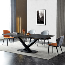 Italian minimalist retractable slate dining table household small apartment rectangular stretch folding rice table light luxury dining table