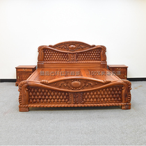 Burmese rosewood double bed European style big fruit red sandalwood bed grass rosewood gemstone bed mahogany bed solid wood double bed