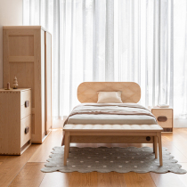 Child in MiG bed Hard maple black walnut 1 2 1 5 1 8 meters full solid wood environmental protection simple Nordic furniture