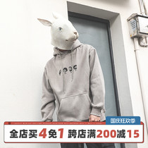 LMTNZD spring summer hooded sweater mens thick fun letter print loose tide card casual hip hop top