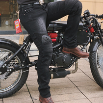 Spot winter cashmere warm mens elastic protective gear drop-proof Harley Indian riding pants jeans