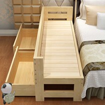 Childrens splicing bed 60 high solid wood with guardrail with drawer with locker single bed pine bed widen can be customized